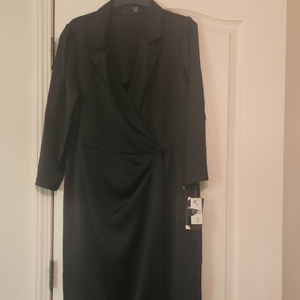 Madison Elegant Black Long Sleeve MIDI Dress